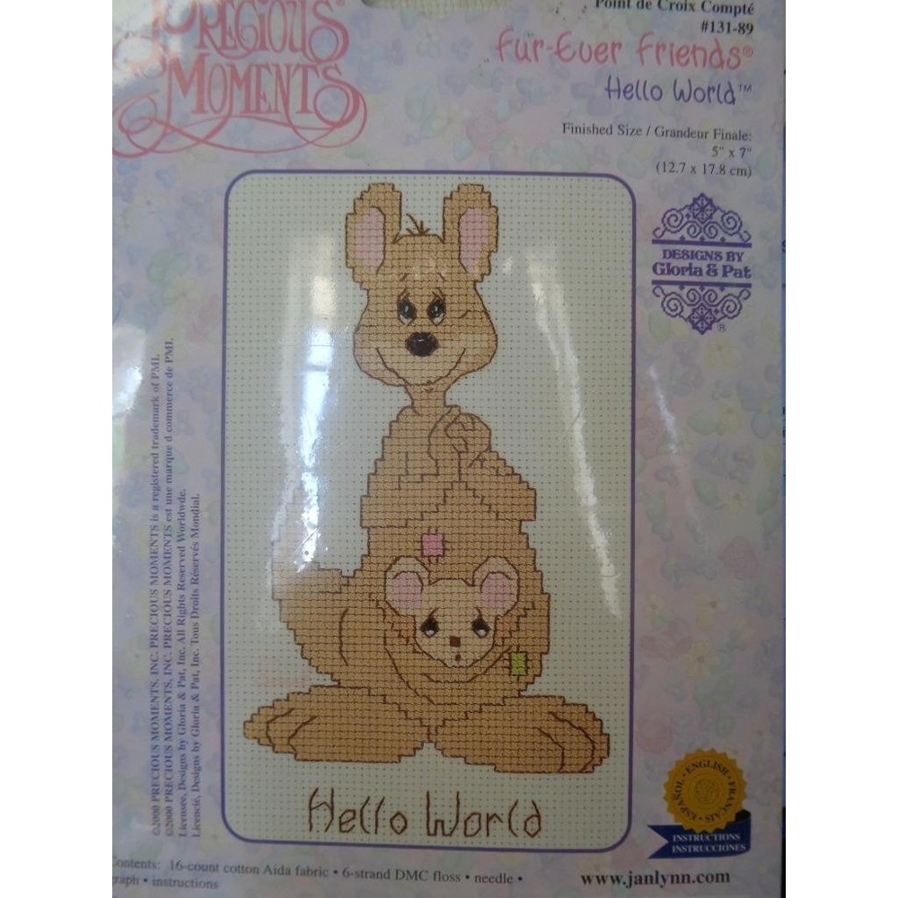 Precious Moments Fur-Ever Friends Hello World Kangaroo Counted Cross Stitch Kit